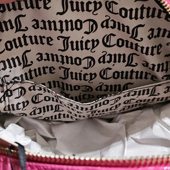NWT Juicy Couture Pullout Pouch Backpack Pink Flash Embossed Bookbag Purse - Picture 6 of 8